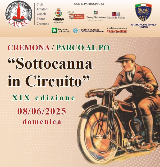 GRAN RADUNO “SOTTOCANNA IN CIRCUITO” A CREMONA, PARCO AL PO, DOMENICA 8 GIUGNO 2025
