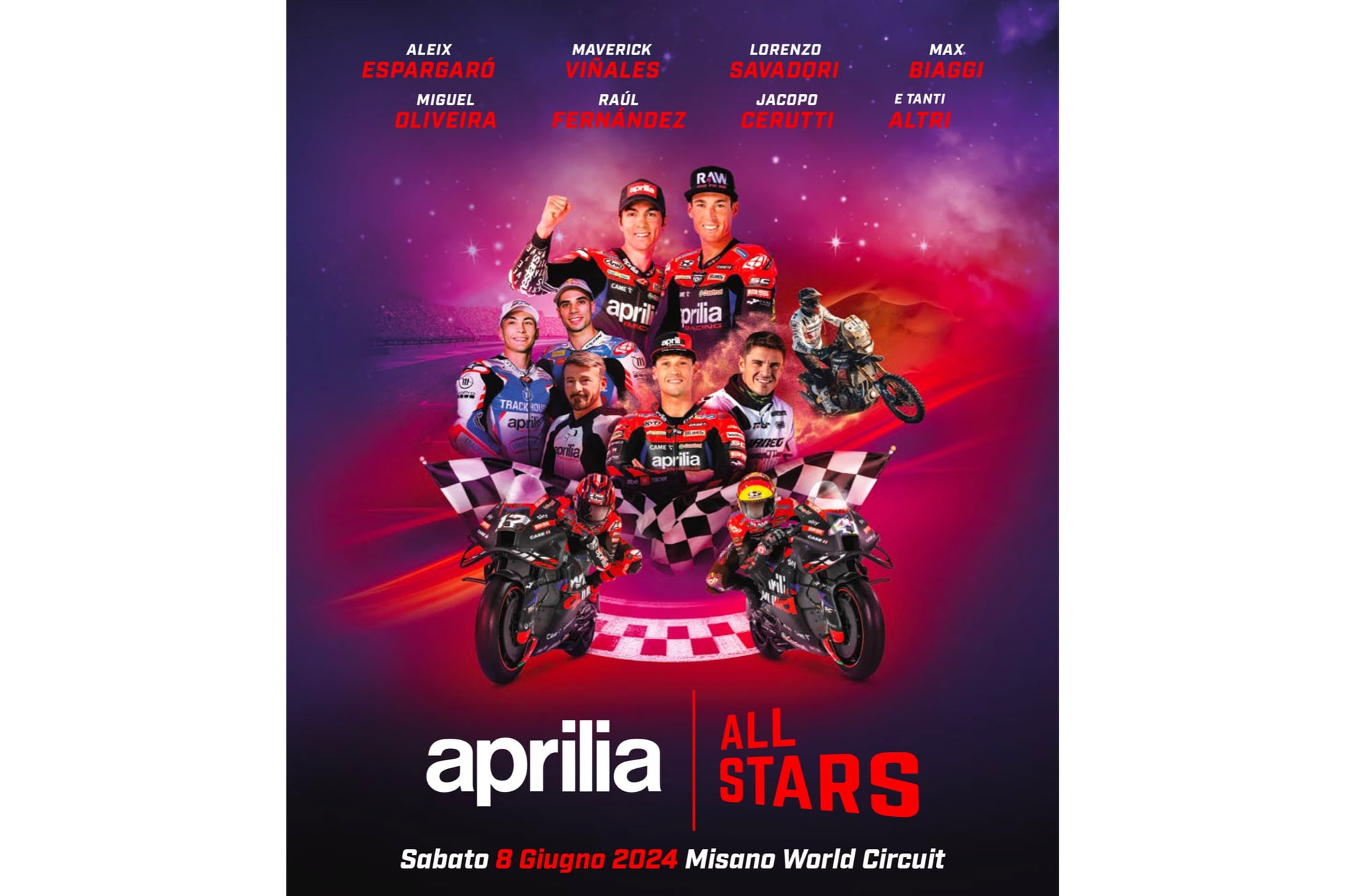 APRILIA ALL STARS 2024: 8 JUNE EVERYONE IN MISANO, TO WIN THE NEW APRILIA RS 457