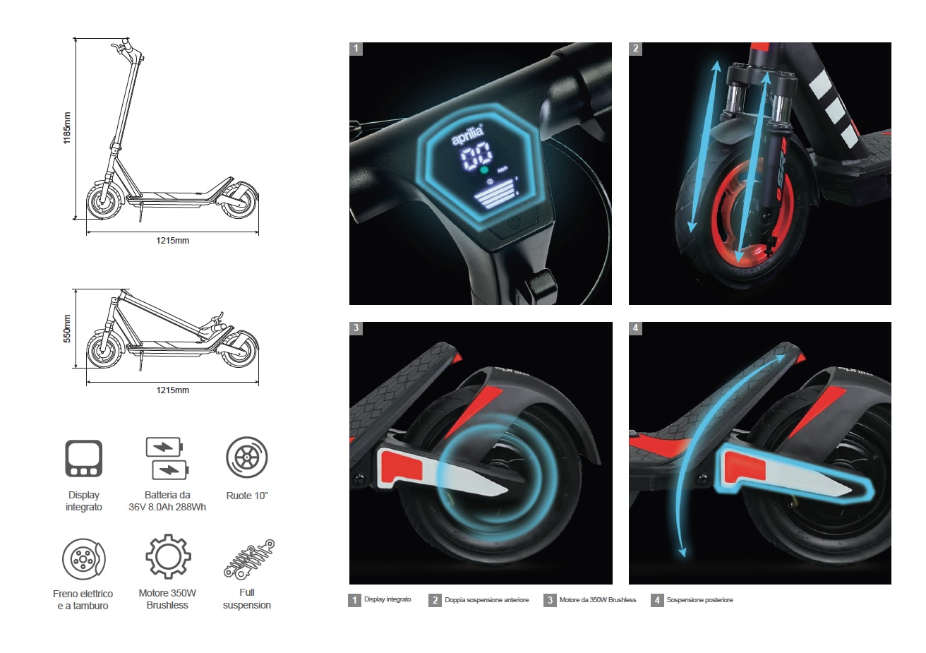 Ruota Anteriore con Freno per Monopattino Aprilia eSR II - eSR II EVO