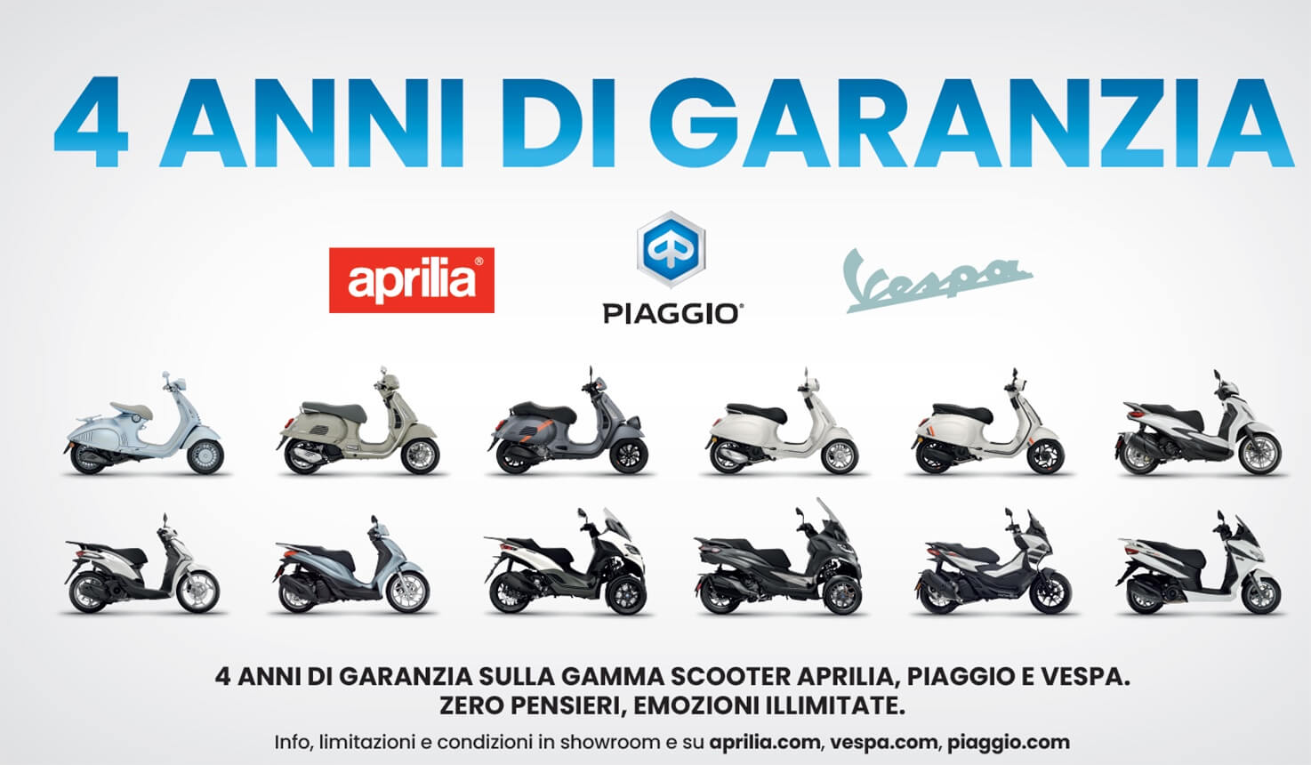 QUATTRO ANNI DI GARANZIA SUGLI SCOOTER DEL GRUPPO PIAGGIO